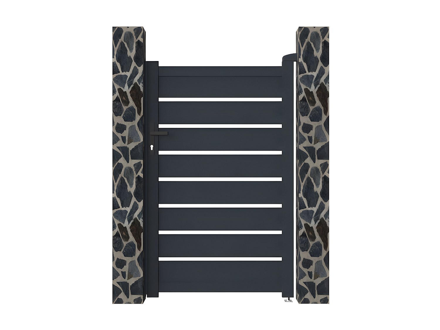 GARTENTOR Flügeltor - 103 x 166 cm - durchbrochen - Aluminium - Anthrazit - PRIMO - Anthrazit, Metall (100/161cm) - Vente-Unique