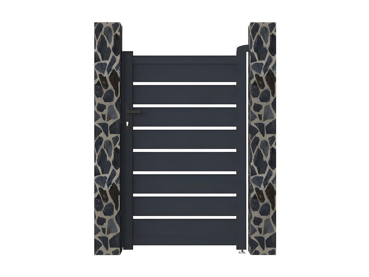 GARTENTOR Flügeltor - 103 x 166 cm - durchbrochen - Aluminium - Anthrazit - PRIMO - Anthrazit, Metall (100/161cm) - Vente-Unique