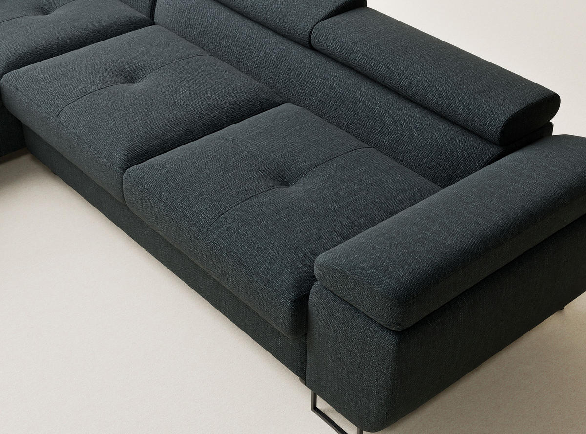 ECKSOFA Concord Türkis Webstoff - Links Seite - Türkis/Schwarz, Holz/Holzwerkstoff (203/277cm) - Maison de Reve