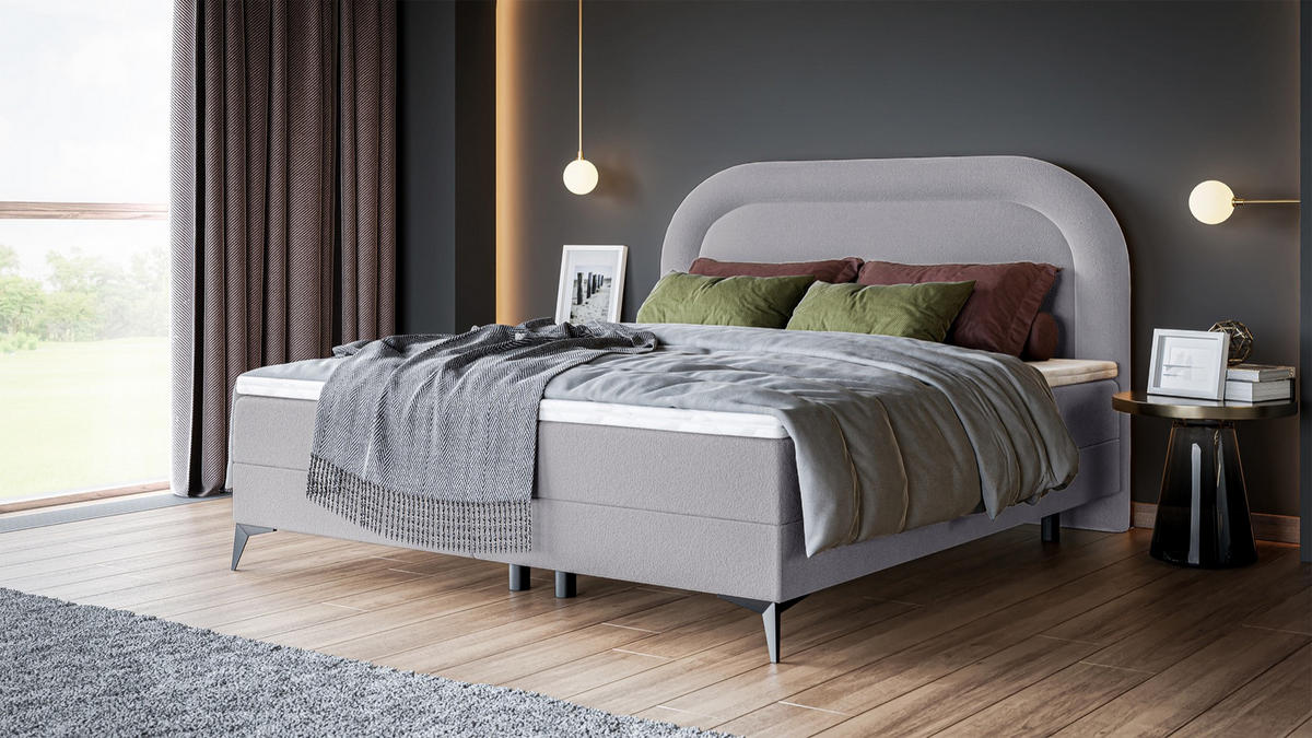BOXBETT Loreo Hellgrau Chenille 140x200 cm - Hellgrau/Schwarz, Holz/Textil (140/200cm) - Selsey
