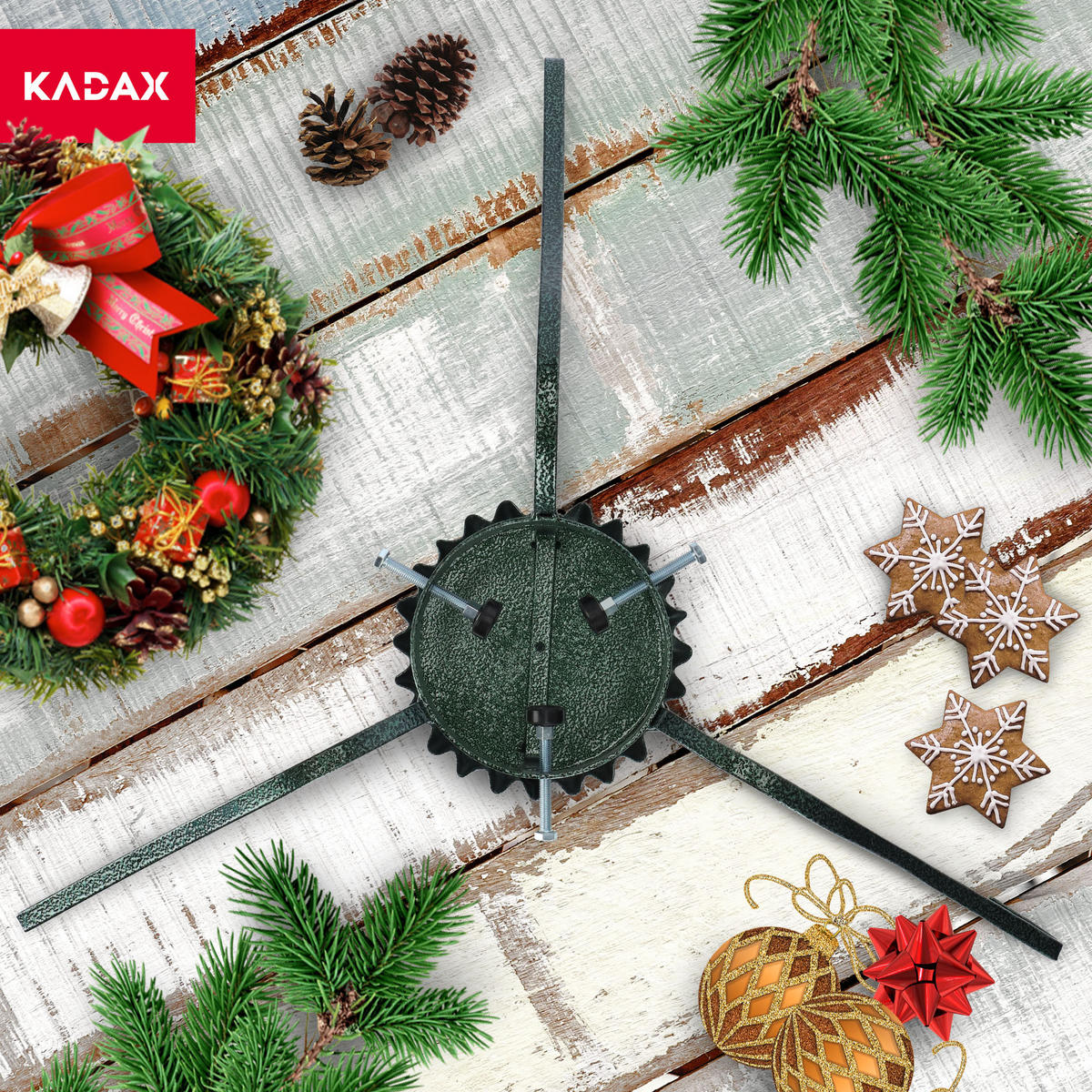 KADAX Weihnachtsbaumständer Weihnachtsbaumständer aus Metall mit Schale - Grün, Kunststoff/Metall (17.5cm) - KADAX