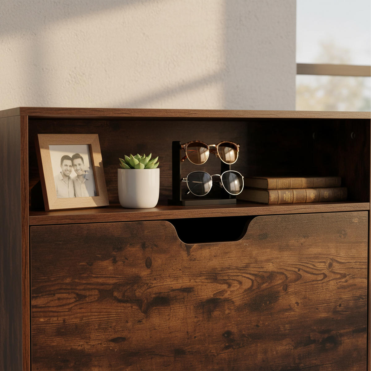 SCHUHSCHRANK - Dunkelbraun, Holzwerkstoff/Kunststoff (60/102/24cm) - Relaxdays