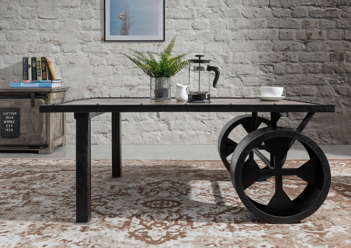 COUCHTISCH Mango 110x80x43 grau lackiert Railway #233 - Grau, Holzwerkstoff (80/110/45cm) - Massivmoebel24