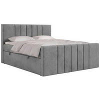 POSTEL BOXSPRING INERO DUO 200/200 - Světle šedá Samet - Topper Visco - H3 - černá/světle šedá, textil/plast (200/200cm) - MKS