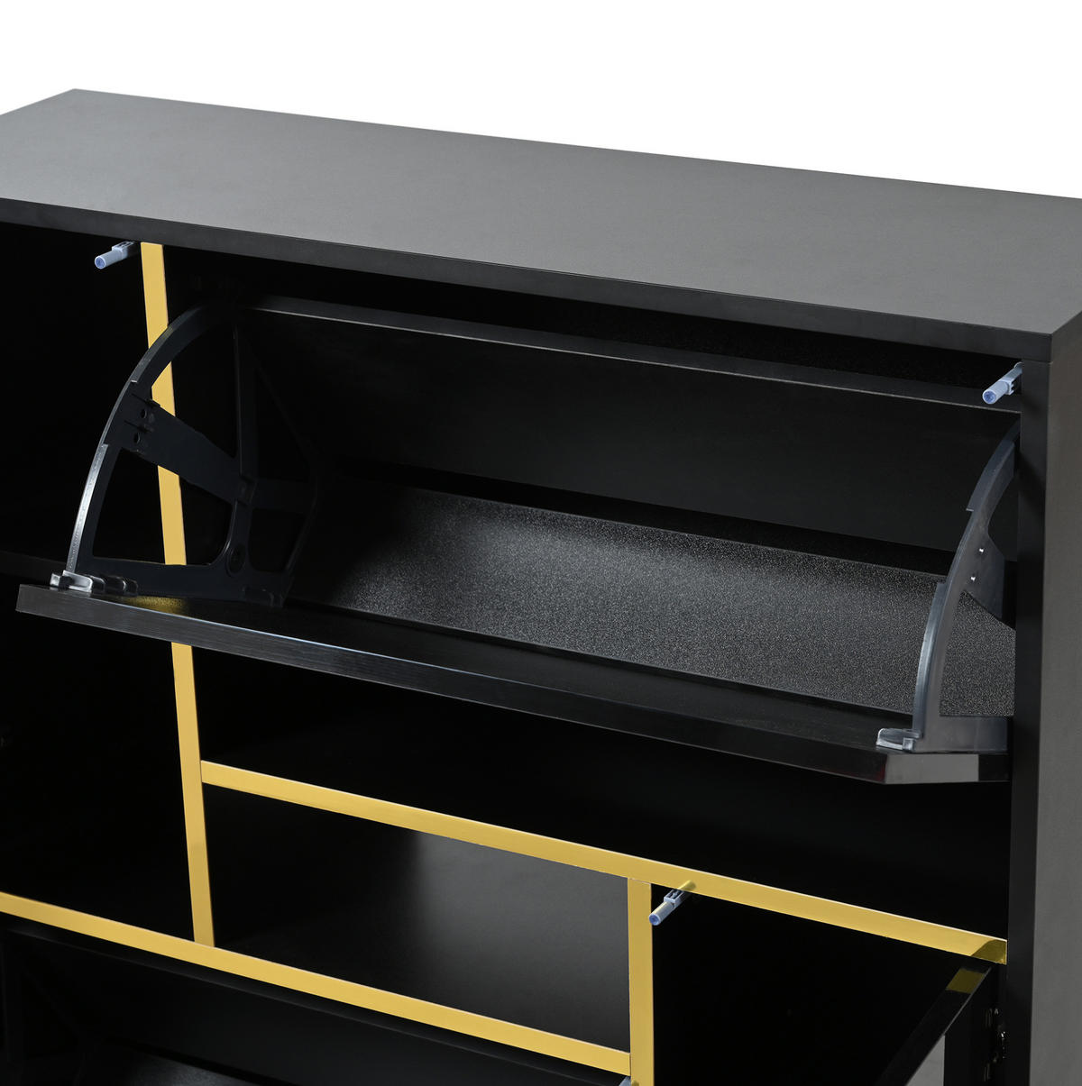 SCHUHSCHRANK aus Spanplatte 80x25x96cm in Schwarz mit 16-farbiger LED - Schwarz, Holzwerkstoff (80/96/25cm) - Modfu