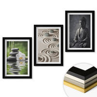 WANDBILDER 3er-Set - 20x30 cm Schwarzer Rahmen - Entspannender Blick auf den Zen-Buddha - Schwarz, Kunststoff (20/30cm) - ArtPrintCave
