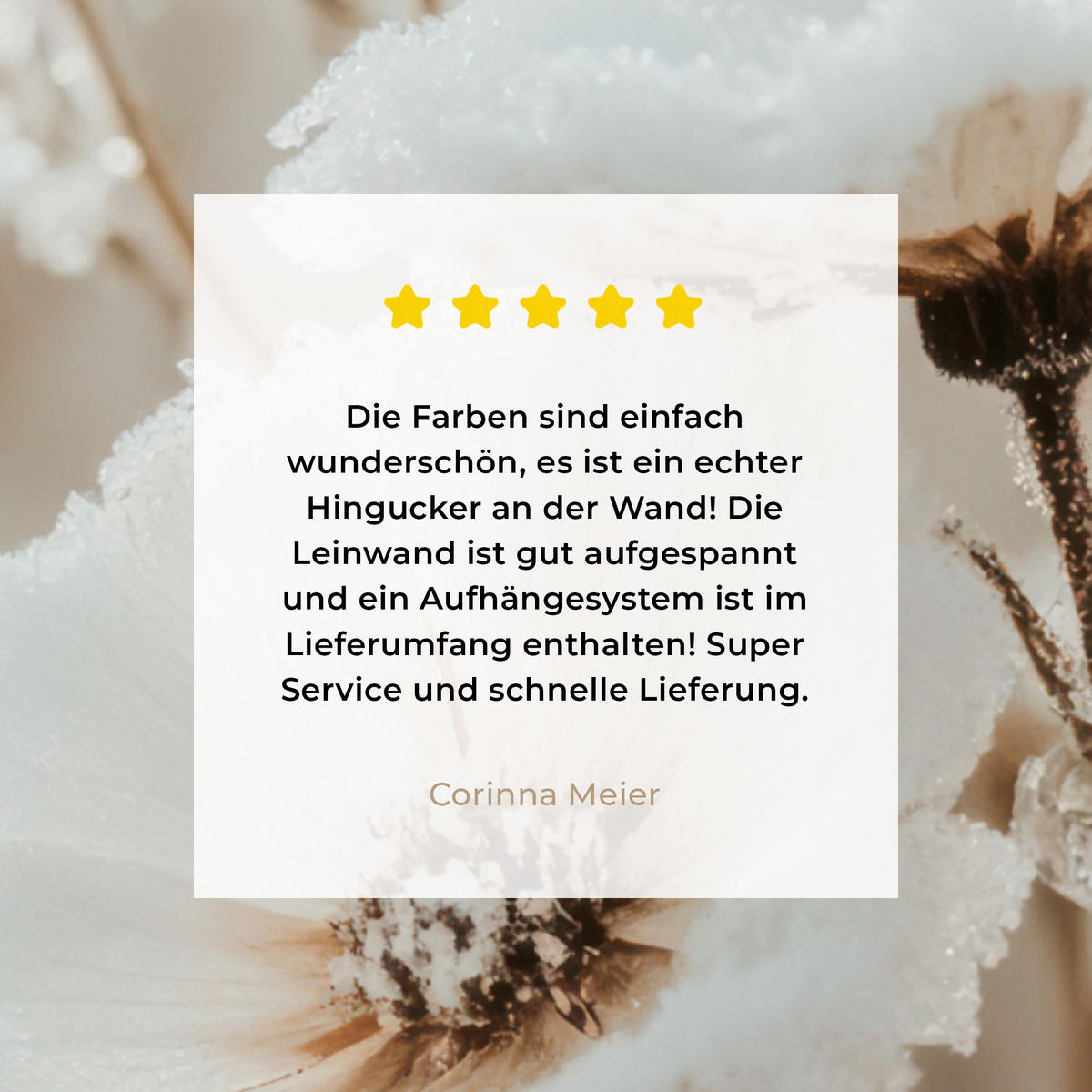 LEINWANDBILD Blumen - Winter - Weiß - Schnee - Beige Wandbilder 80x60 cm - Creme, Textil (80/60cm) - MuchoWow