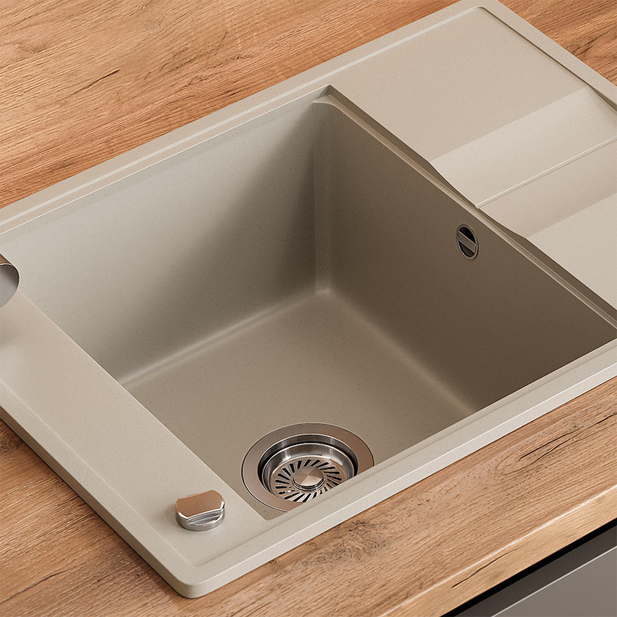 SPÜLBECKEN Osaka Beige 67 x 50 cm - Beige, Keramik (67/20/50cm) - Bergstroem