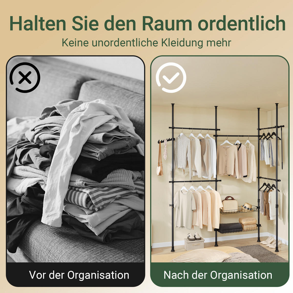 TELESKOP GARDEROBEN SYSTEM Schwarz - Schwarz, Kunststoff (305/270/3cm) - SoBuy