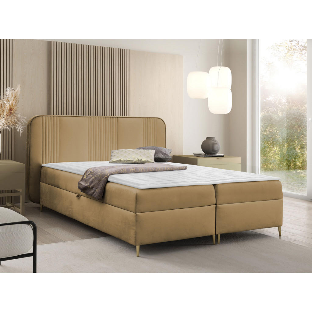 Thumbnail - Mirjan24 Boxbett, Braun, Textil, H3, Höhe ca. 20 cm, Rechteckig, 140x200 cm, Schlafzimmer, Betten, Boxspringbetten