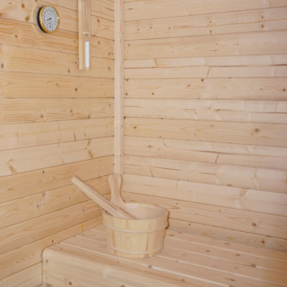 SAUNAHAUS TALO M - Größe: M - Braun, Holz (191/221/157cm) - Home Deluxe