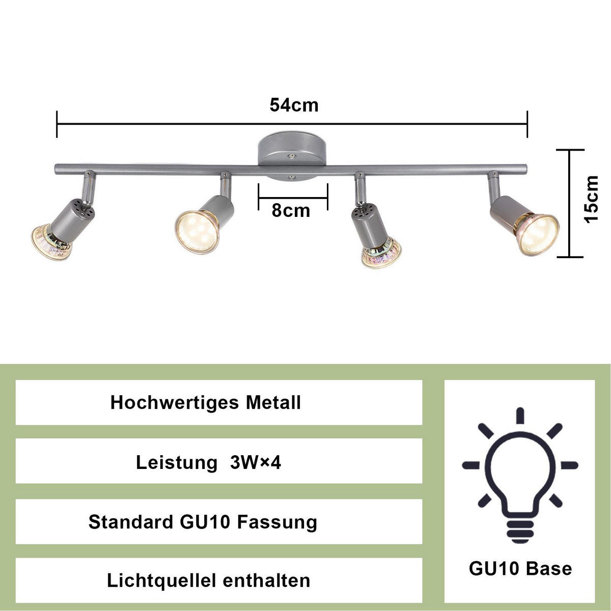 DECKENLEUCHTE Leland 54/15/3.2cm - Silberfarben, Metall (54/15/3.2cm) - Nettlife