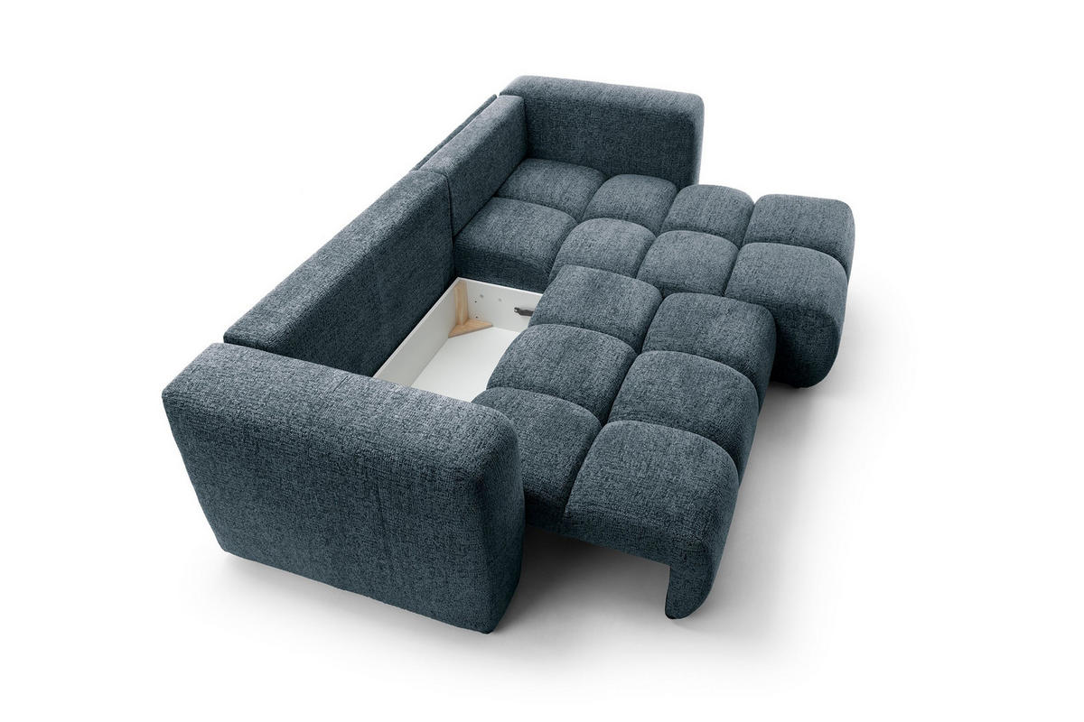 ECKSOFA ARTE 02 Dunkelblau Chenille mit Schlaffunktion - Dunkelblau, Holz (273/176cm) - MASSENO