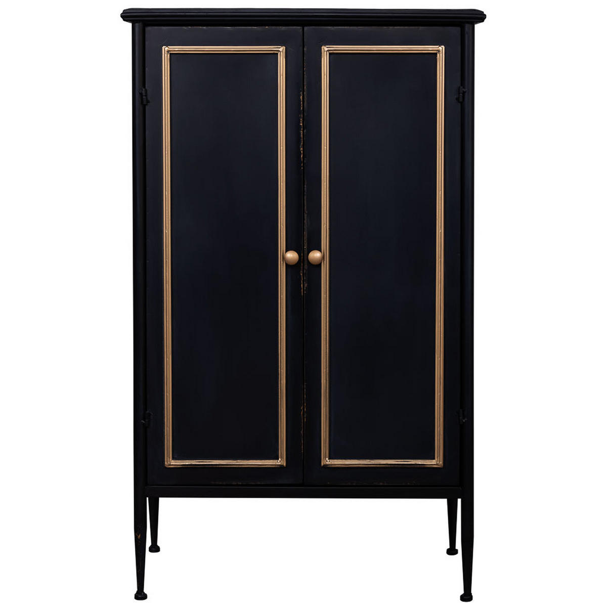 SCHRANK mit 2 Türen in gealtertem Schwarz 61x35x100 cm - Schwarz, Metall (61/100/35cm) - Wanderlust