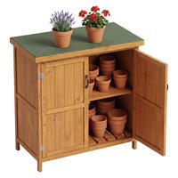 GARTENSCHRANK Hellbraun Holz 88x75 cm - Hellbraun, Holz/Papier (75/88/44cm) - Relaxdays