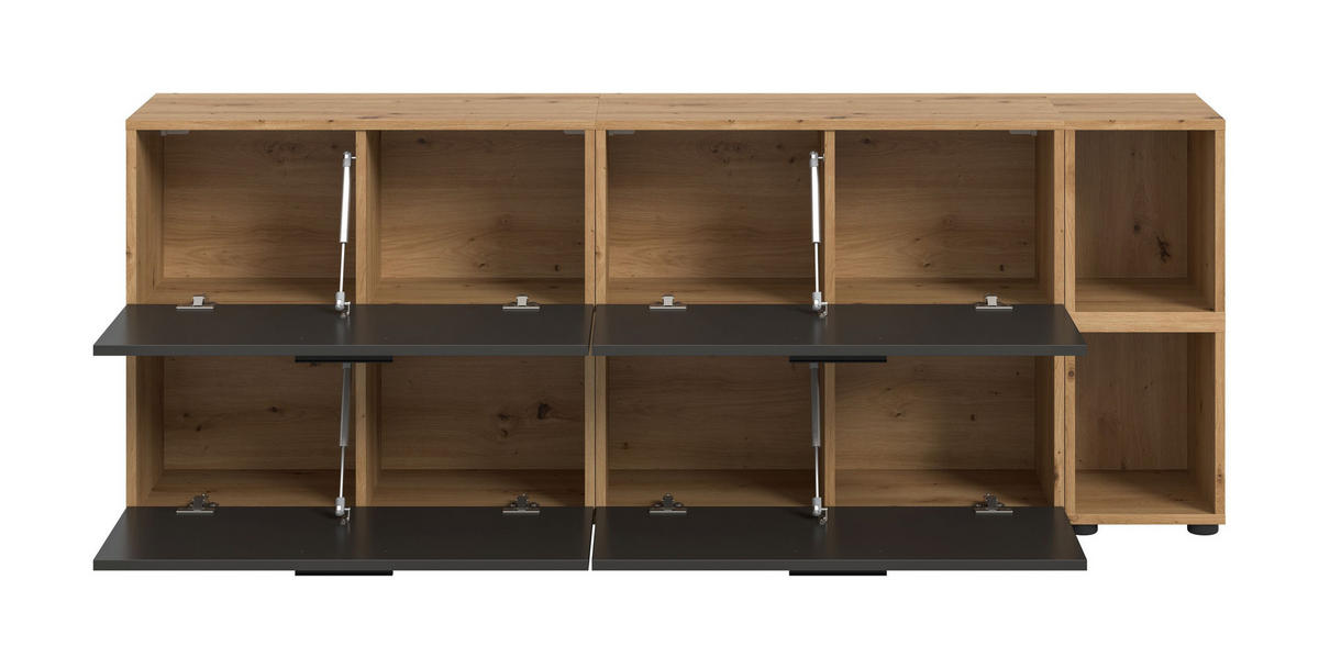 WOHNWAND The One Basalt grau 176/34/67 cm - Braun, Holzwerkstoff (176/67/34cm) - Xonox