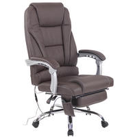 CHEFSESSEL Echtleder Braun - Chromfarben/Braun, Leder/Metall (69/118/64cm) - CLP