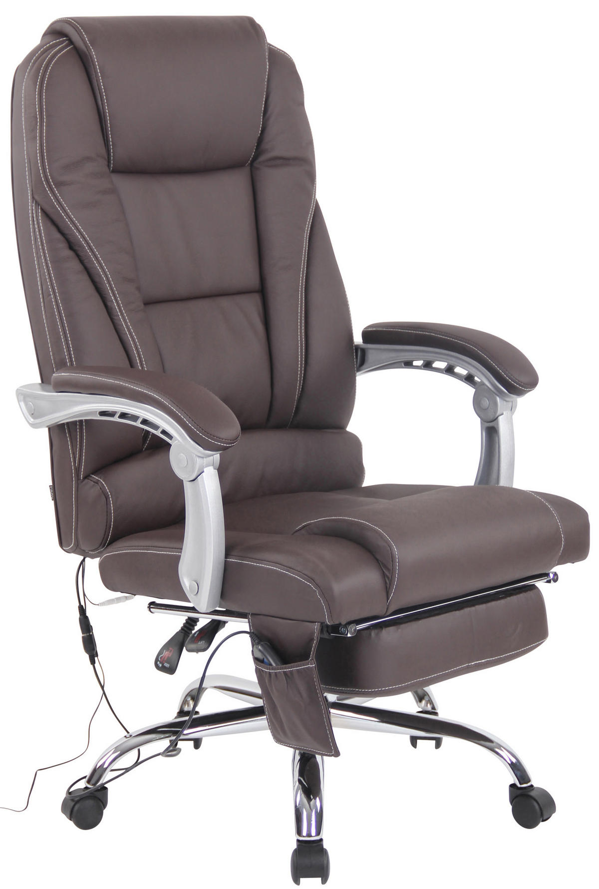 CHEFSESSEL Echtleder Braun - Chromfarben/Braun, Leder/Metall (69/118/64cm) - CLP
