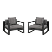 GARTENSESSEL - 2 -Sitzer - Aluminium - anthrazitgrau - MOLOKAI - Anthrazit, Metall (90/60.5/90cm) - Vente-Unique