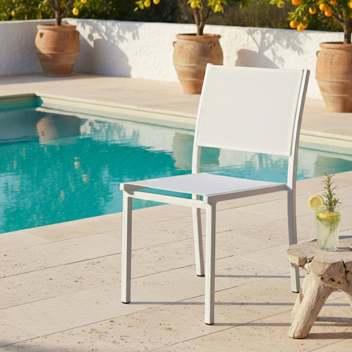 GARTENSTUHL, Weiß - Weiß, Metall (48/87/60cm) - Oviala