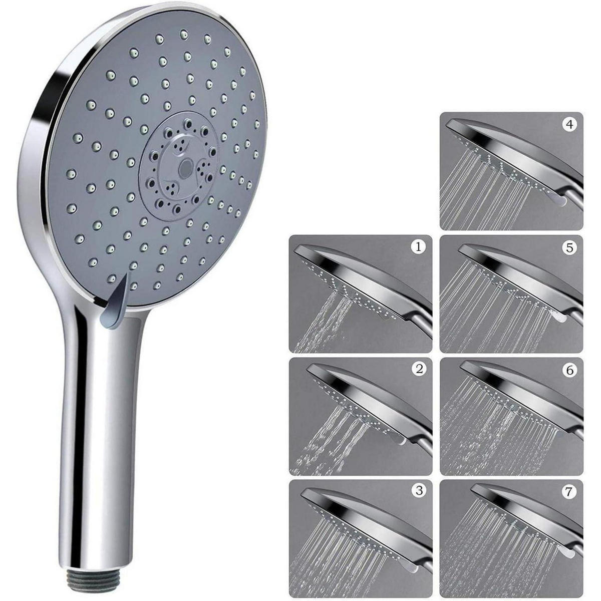 HANDBRAUSE 152mm 7 Strahlarten Chrom Grau - Grau, Kunststoff (16.3/12.7/27.4cm)