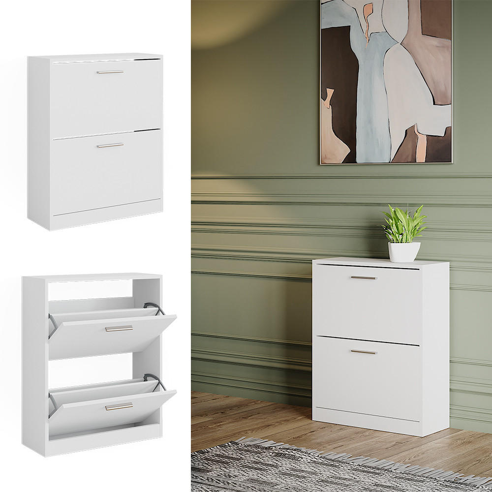 SCHUHSCHRANK Gizmo Weiß 59 x 72.5 cm 2 Fächern - Weiß, Holzwerkstoff (59/72.5/22cm) - Vicco