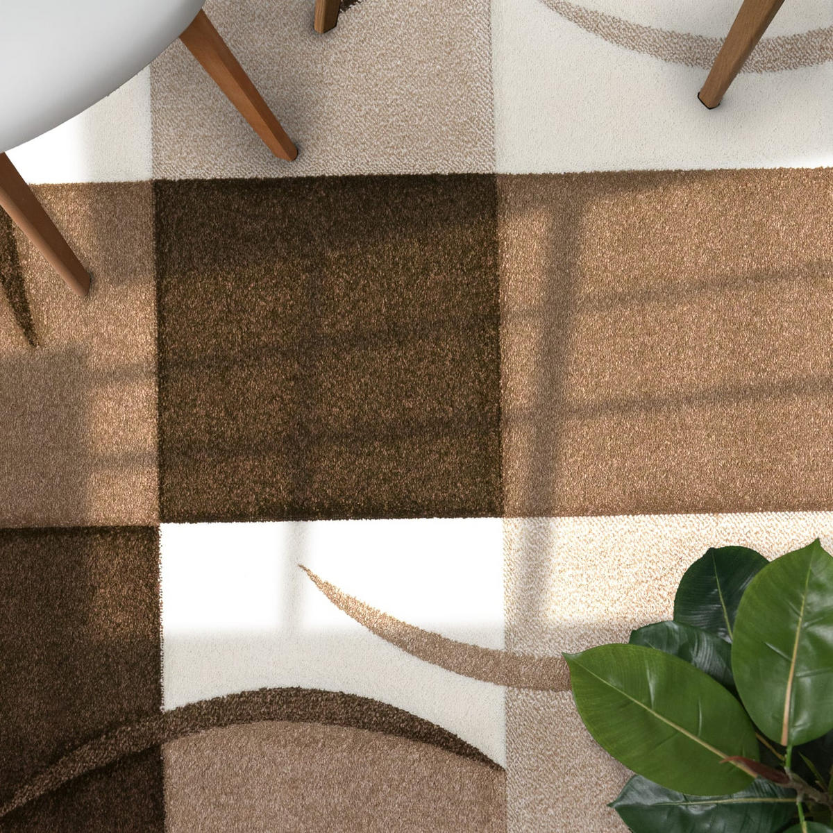 TEPPICH Kurzflor Karo Wohnzimmer schmutzabweisend Braun Rechteckig 300x400 - Braun, Textil (300/400cm) - KADIMA DESIGN