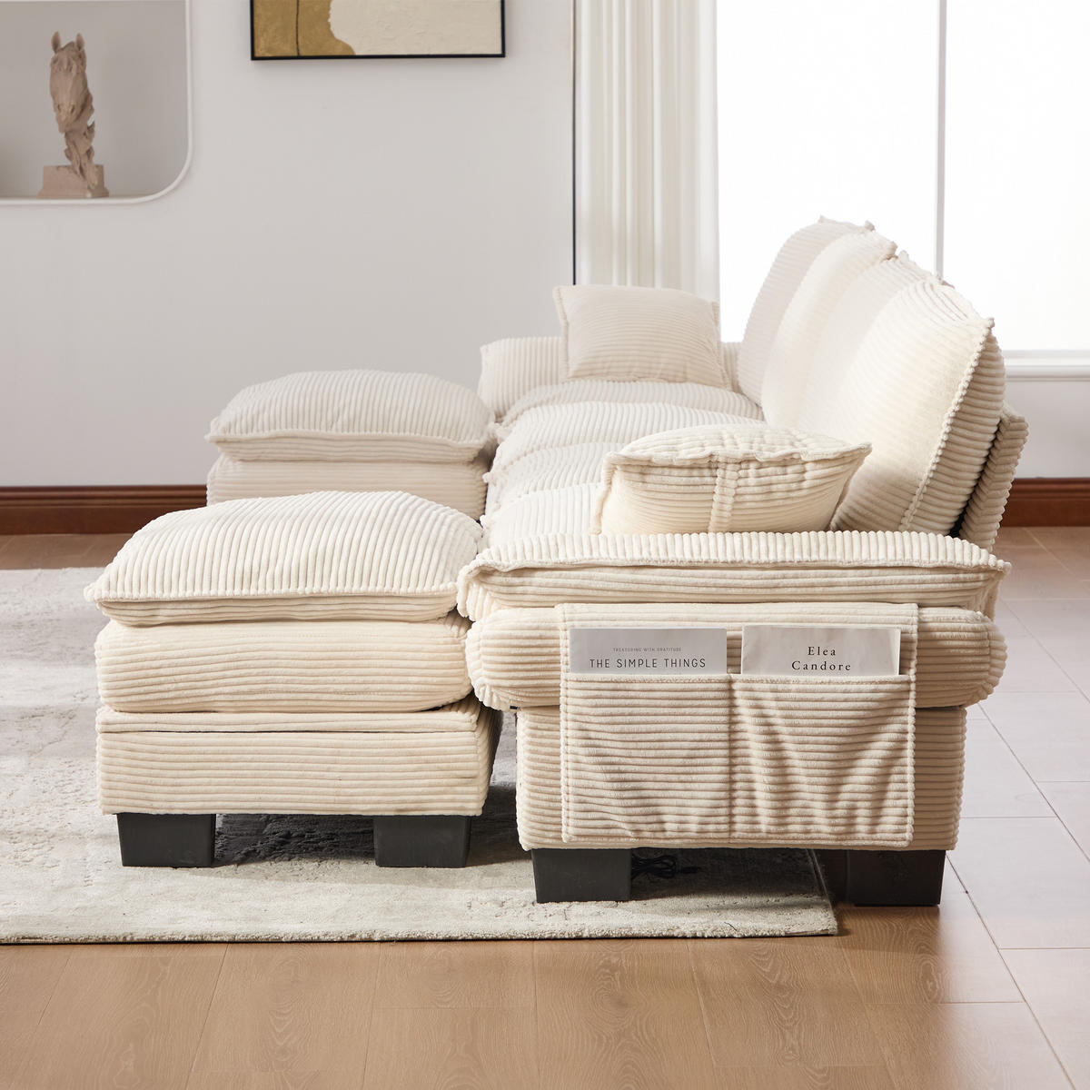 WOHNLANDSCHAFT DE-33753 modular mit 2 Stauraumhockern Beige - Beige, Metall (330/84/132cm) - ComfortXL