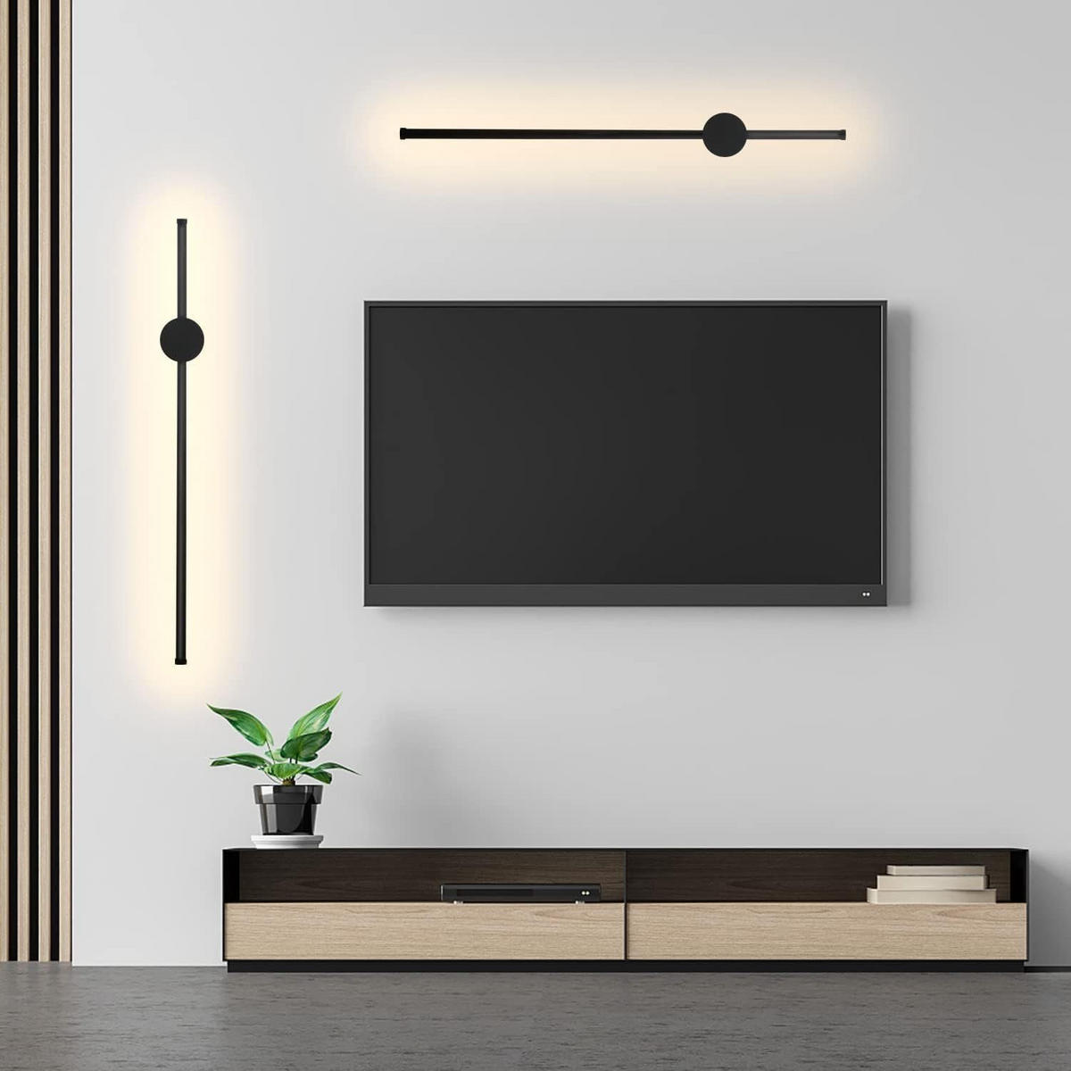 NÁSTĚNNÉ LED svítidlo Nastasi (sada 2 ks) - černá, kov (60/6/10cm) - Nettlife