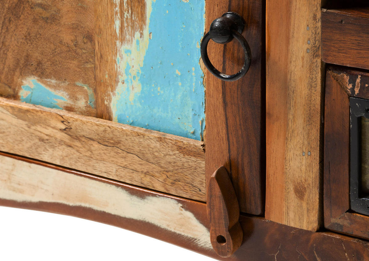 TV-BOARD Altholz 200x50x50 mehrfarbig lackiert NATURE OF SPIRIT #137 - Multicolor, Holz (50/50/200cm) - Massivmoebel24