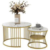 COUCHTISCH 2-teiliges Set 70/70/47 cm und 45/45/40 cm Weiß Stapelbar mit Stahlrahmen - Weiß, Holzwerkstoff (70/70/47cm) - OKWISH