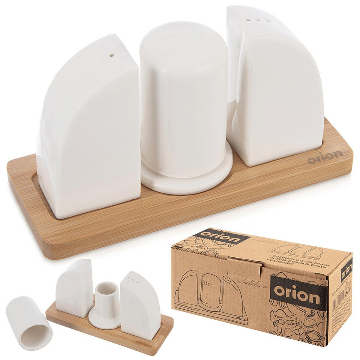 SALZ/PFEFFER-SET Porzellan/Zahnstocherhalter 4-tlg. Weiß - Weiß, Keramik (6.5/8.5/16cm) - Orion 