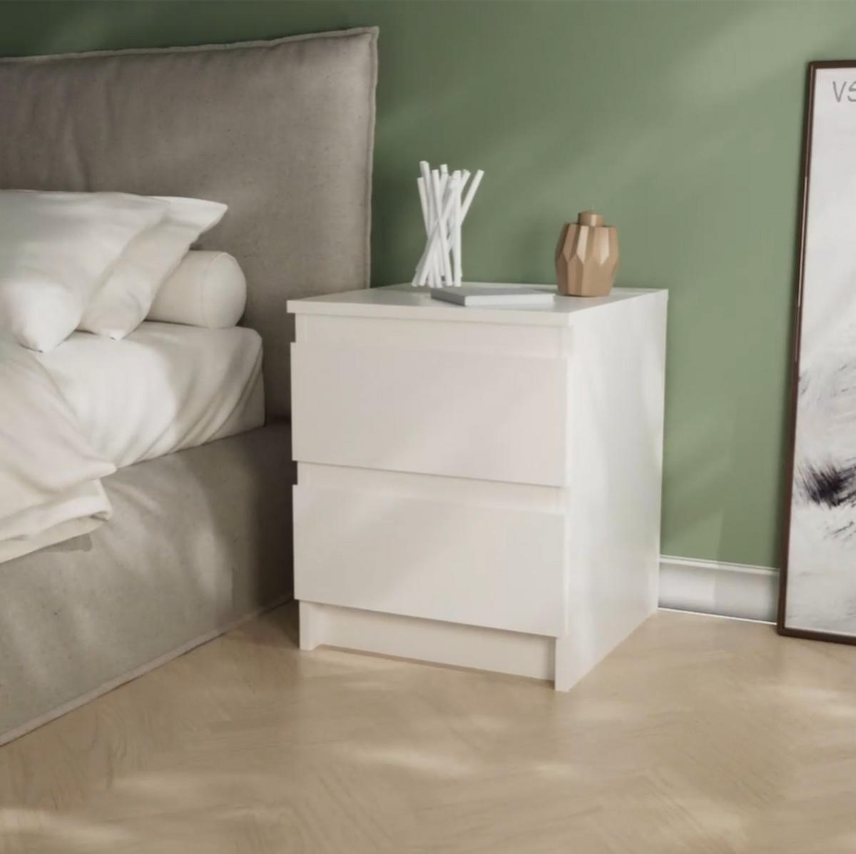 NACHTTISCH Weiß 40/50/43 - Weiß, Holzwerkstoff (40/50/43cm) - RAUMHIRSCH FURNITURE