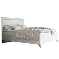BOXBETT NERO 200/200 cm mit Matratze und Topper, Weiß - Schwarz/Weiß, Holzwerkstoff/Textil (200/200cm) - Idohome