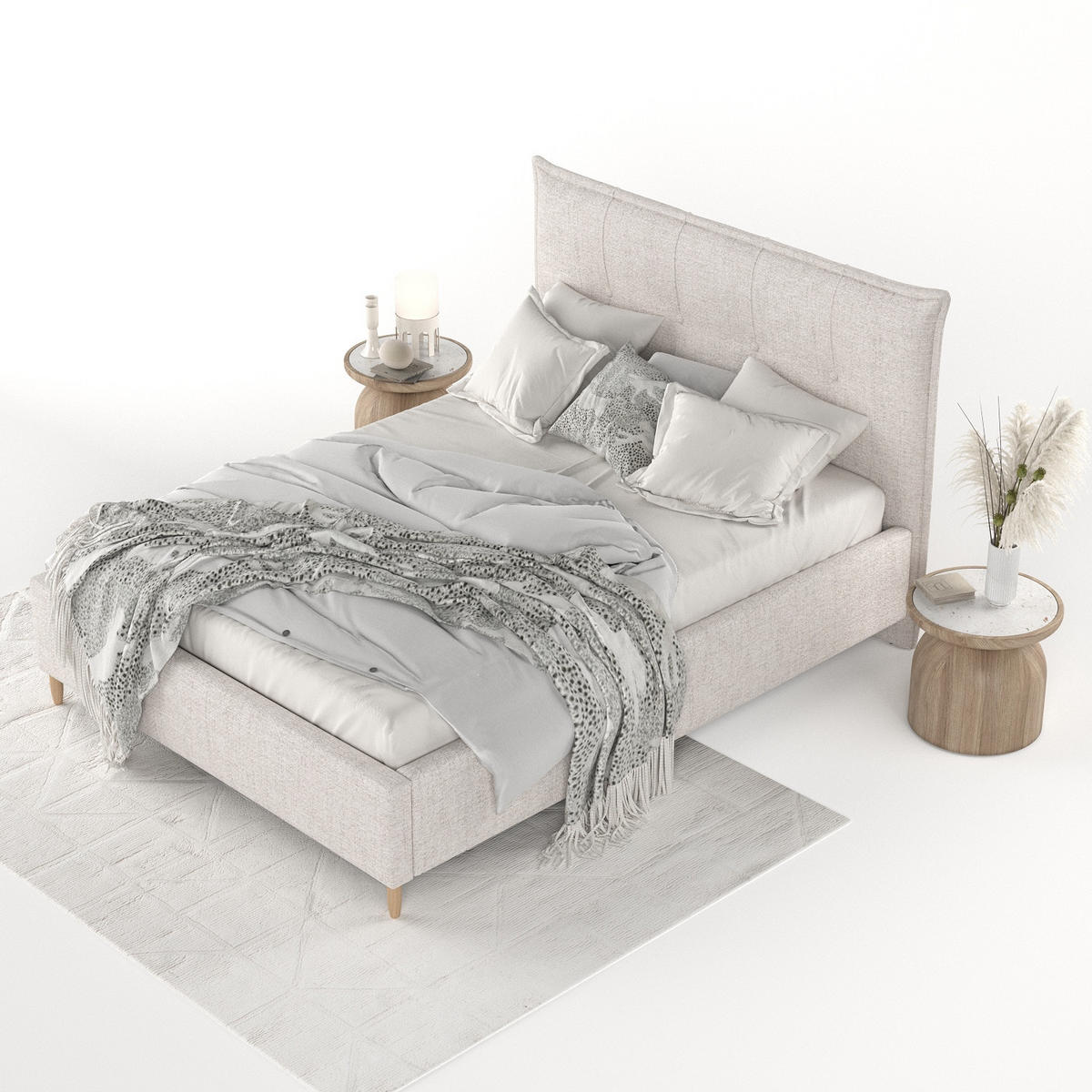 POLSTERBETT Plaza 140/200 cm Hellbeige im Neve Stoff - Sandfarben/Naturfarben, Holz/Holzwerkstoff (140/200cm) - AltaBeds