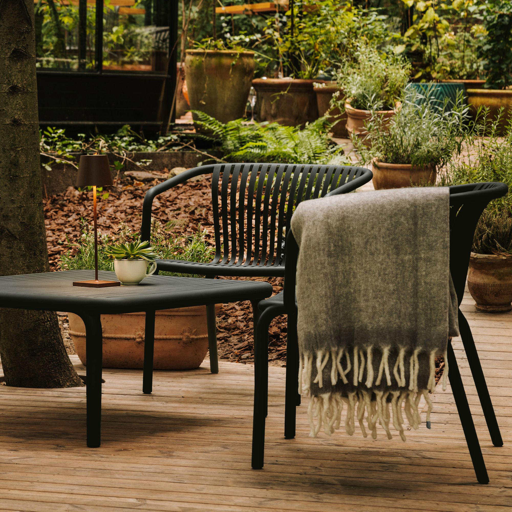 GARTEN ESSGRUPPE FICCARI, Gartenmöbel-Set 5-tlg, Anthrazit - Anthrazit, Kunststoff - KONSIMO®