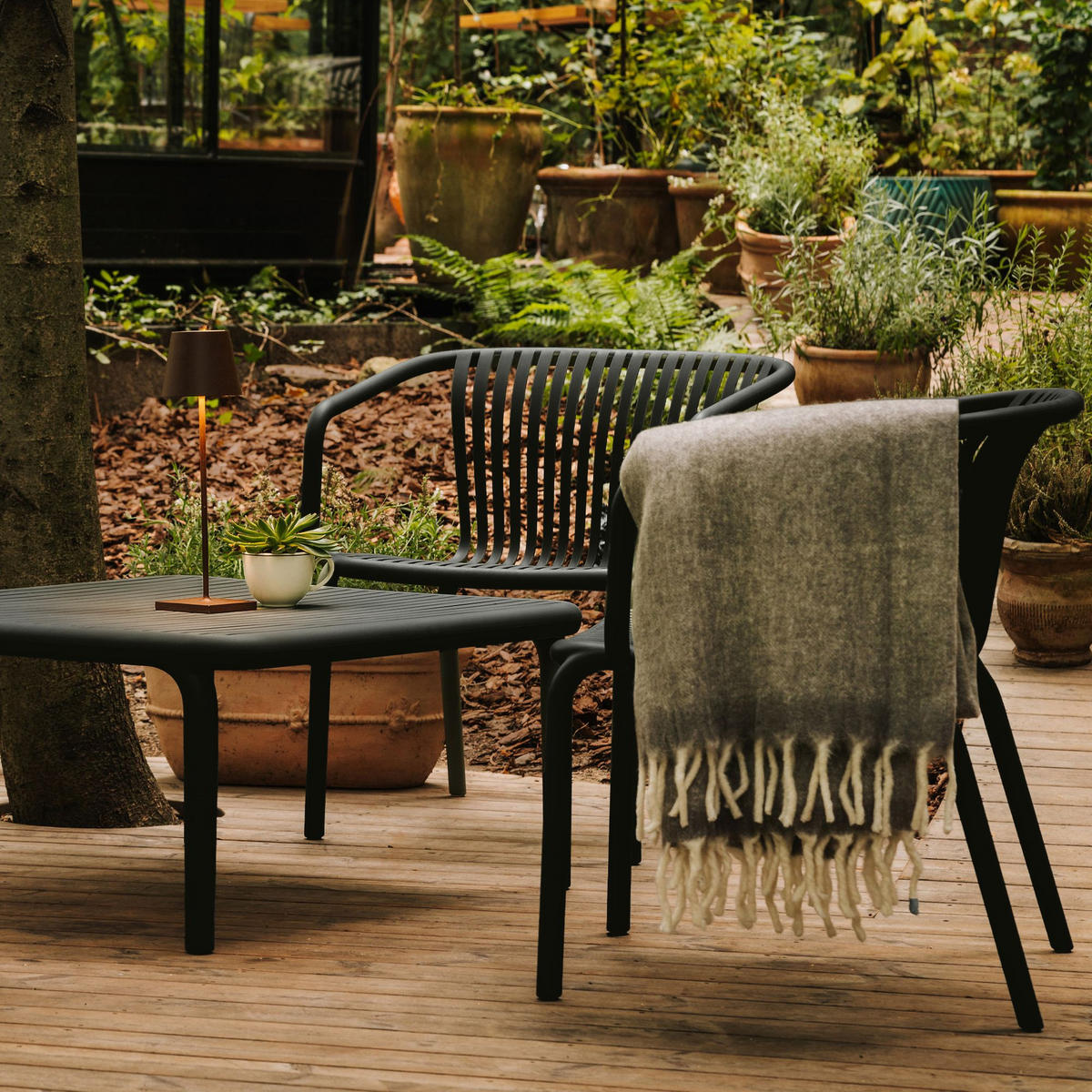 GARTEN ESSGRUPPE FICCARI, Gartenmöbel-Set 5-tlg, Anthrazit - Anthrazit, Kunststoff - KONSIMO®