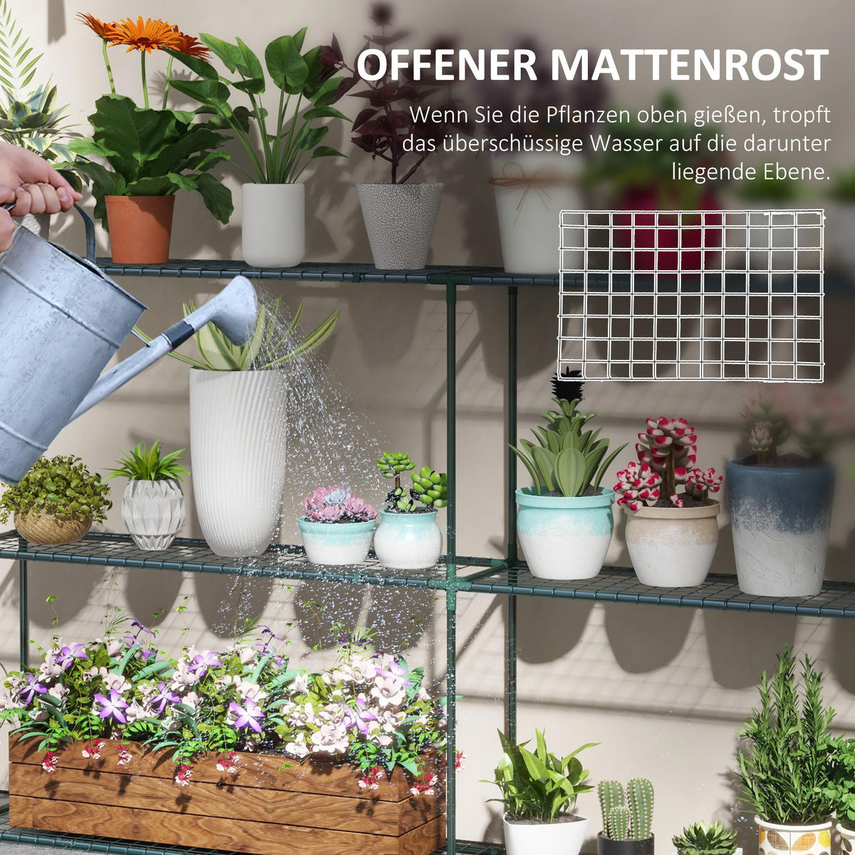 PFLANZENREGAL, Metall, Dunkelgrün - Dunkelgrün, Metall (30/114/222cm) - Outsunny