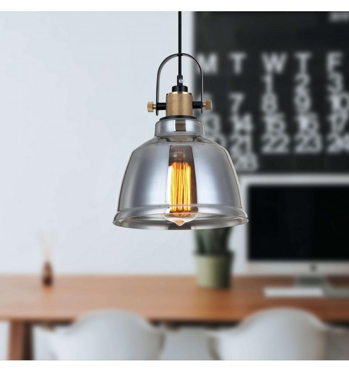 HÄNGELEUCHTE Kalinka, Rauchgrau, 150cm - Grau, Glas (150/20/150cm) - KOSILUM