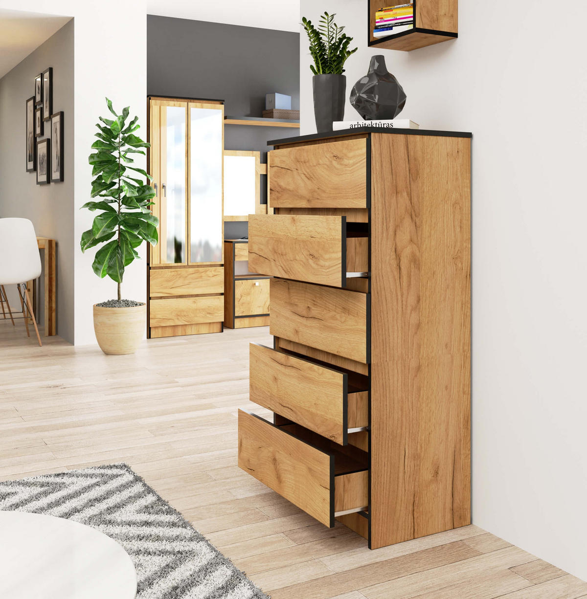 KOMMODE Eiche Craft 121/60/40 - Eiche Wotan, Holzwerkstoff (60/121/40cm) - RAUMHIRSCH FURNITURE