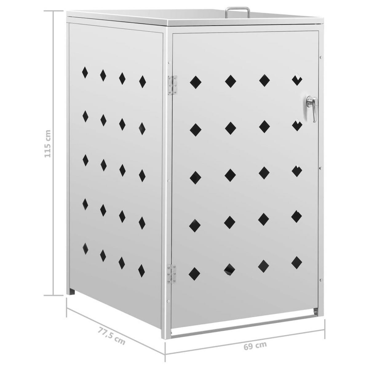 MÜLLTONNENBOX Für 1 Tonne 240 L Edelstahl - Silberfarben, Metall (69/115/77.5cm) - vidaXL