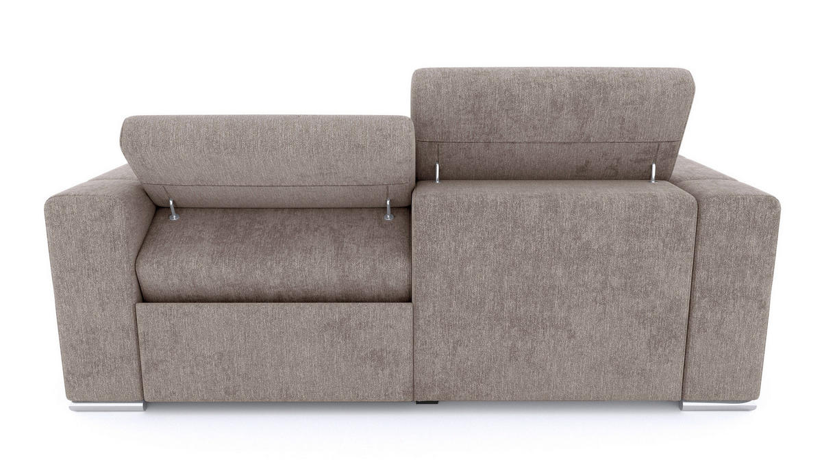 SOFA QUARTZ 3-Sitzer mit 1 Relaxfunktion, beige - Beige/Silberfarben, Holzwerkstoff/Textil (204/80/102cm) - Courtois Laville