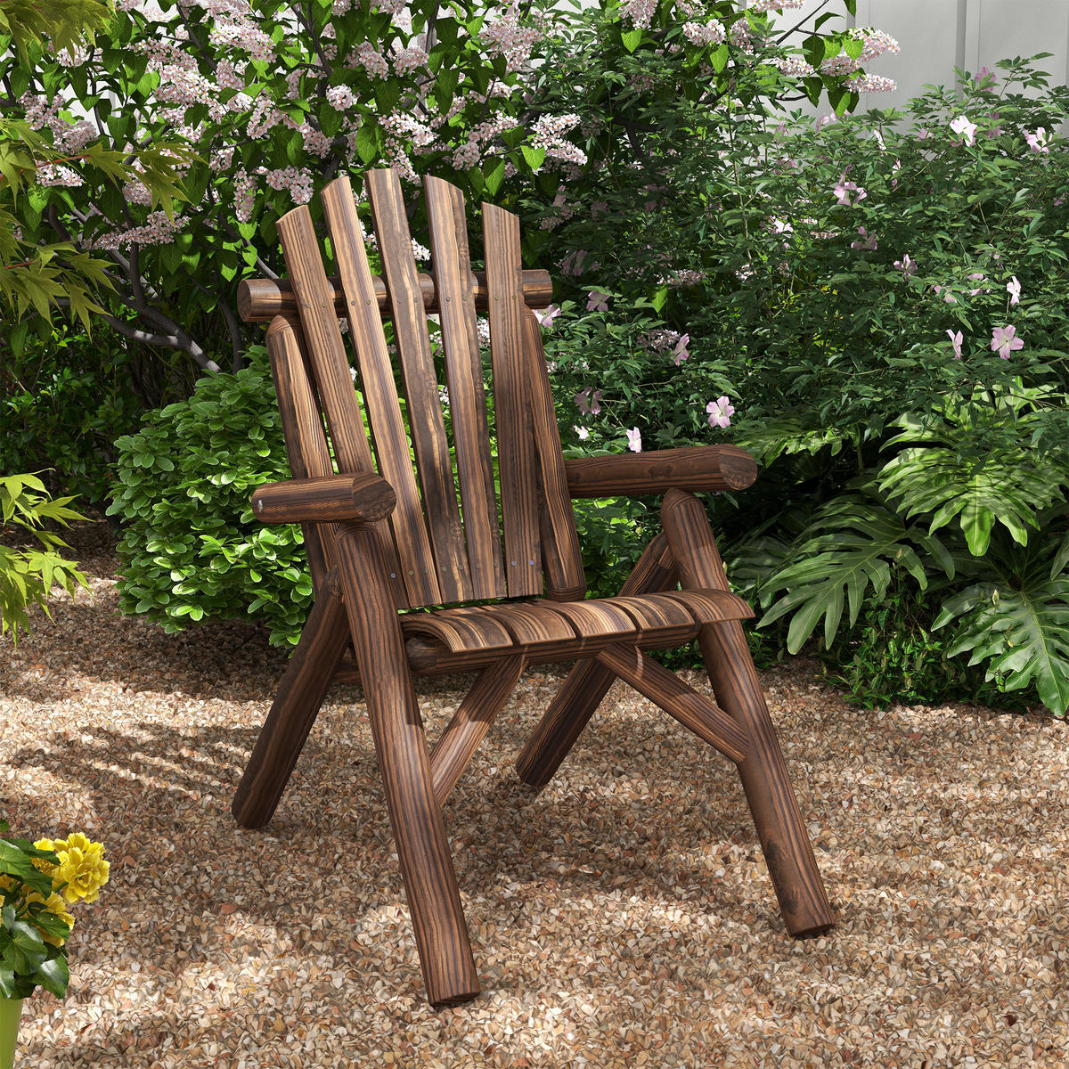 GARTENSTUHL DE-08280 Outdoor Hochlehner, wetterfest Verkohlt - Naturfarben, Holz (68/101/83cm) - ComfortXL