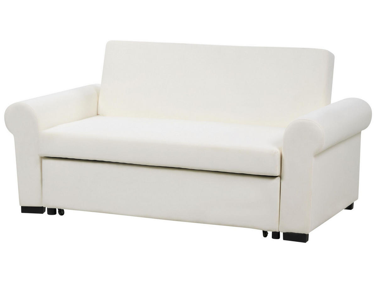 2-SITZER-SCHLAFSOFA Leinenoptikcreme Silda - Weiß, Textil (173/92/93cm) - Beliani