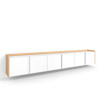 LOWBOARD, Weiß und Eiche, 309/35/50cm, Hängend - Weiß, Holzwerkstoff (309/50/35cm) - Skraut Home