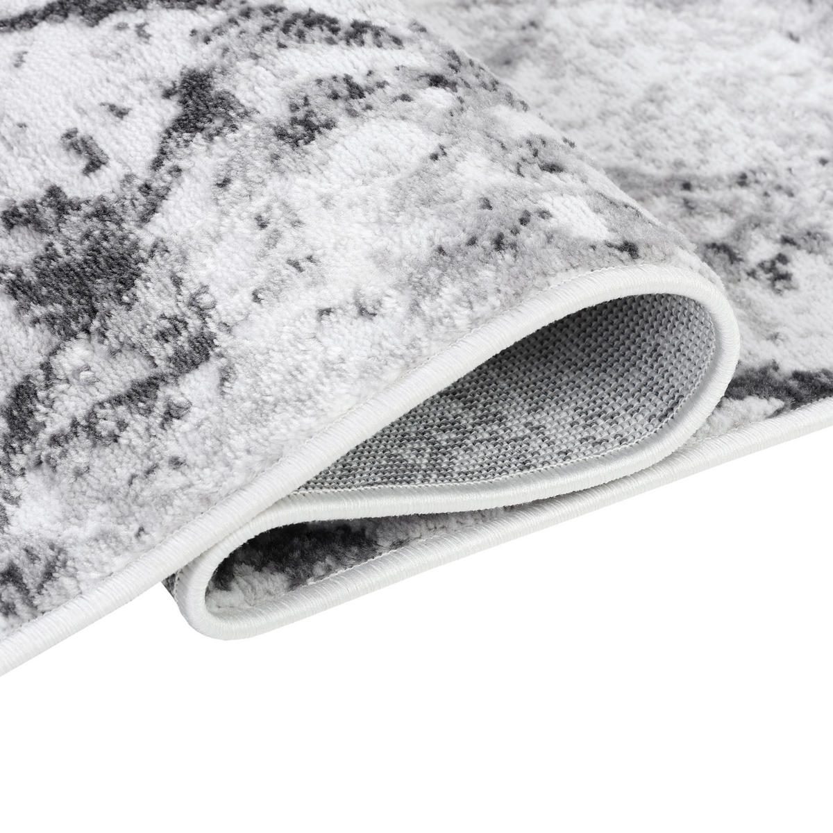 TEPPICHLÄUFER SKY hellgrau marmor 80/400 cm - Hellgrau, Textil (80/400cm) - Tapiso