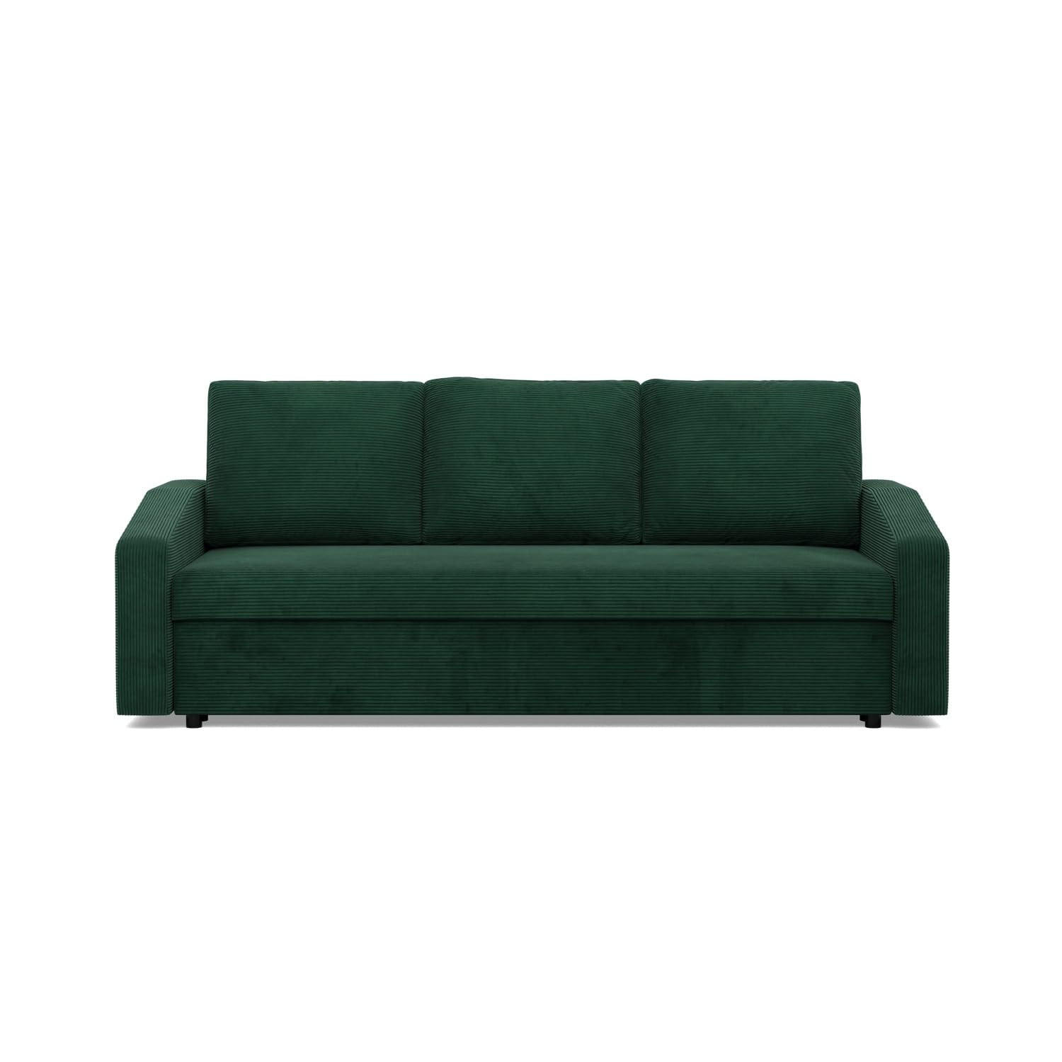 SOFA 3-SITZER MIT SCHLAFFUNKTION NEO, Cord - Dunkelgrün - Grün, Textil (220/85/92cm) - Mebligo
