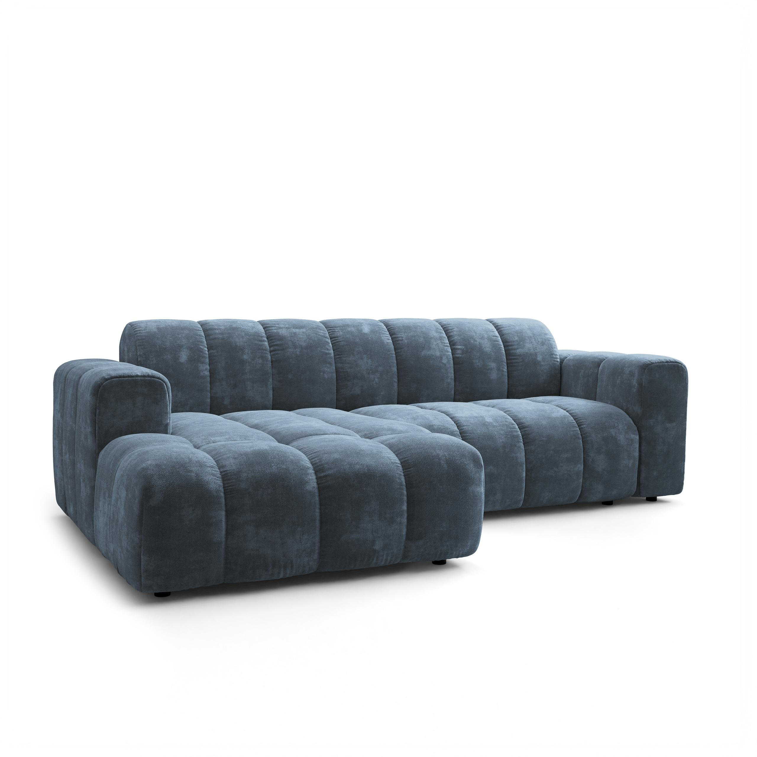ECKSOFA TISI Blau Chenille - Blau, Holz (274/165cm) - MASSENO