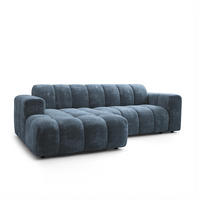 ECKSOFA TISI Blau Chenille - Blau, Holz (274/165cm) - MASSENO