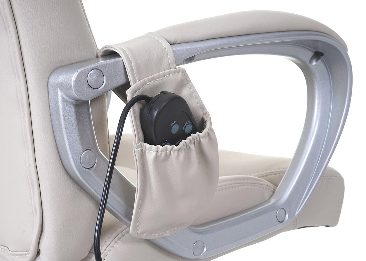 DREHSTUHL mit Massagefunktion HxBxT 123x66x68cm Sitzhöhe 48cm Heizfunktion Massagefunktion Kunstleder Creme - Creme, Kunststoff (66/123/68cm) - PROREGAL